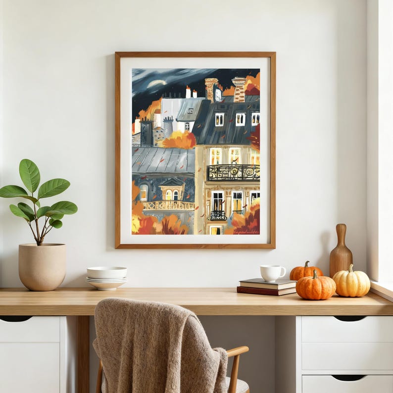 French architecture autumn poster|Paris buildings wall print| image 4