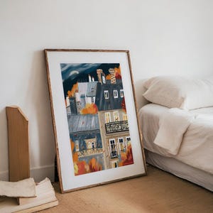 French architecture autumn poster|Paris buildings wall print| image 3