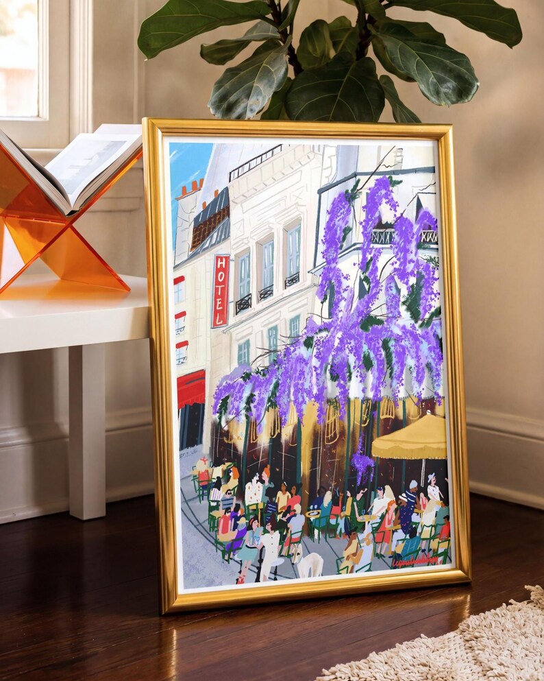 Spring terrace painting |Coffee Shop Art| Paris cafe poster image 4