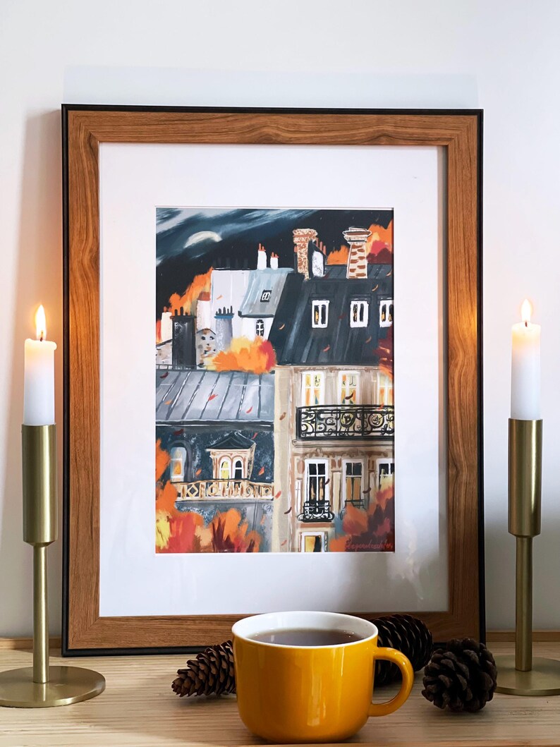 French architecture autumn poster|Paris buildings wall print| image 5