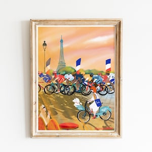 Corrida de ciclismo e tour Eiffel Paris souvenir | arte de corrida de ciclismo | Presente para ciclista | presente para amante de bicicleta | lembrança da França