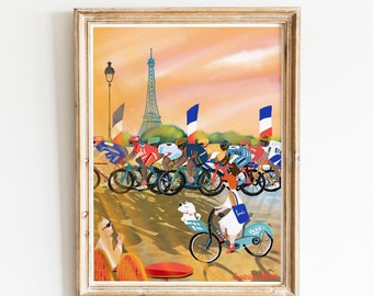 Cyclist Artwork |Paris Souvenir|Tour de France Print A3,A4