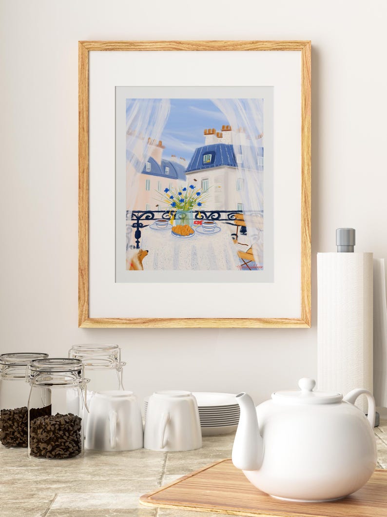 Paris themed decor-French Breakfast Art Print image 5