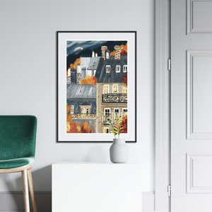 French architecture autumn poster|Paris buildings wall print| image 11