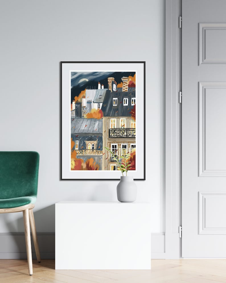French architecture autumn poster|Paris buildings wall print| image 11