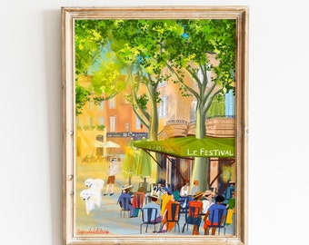 Cartaz de verão de Aix-en-Provence | Arte de parede de Provence | Impressão de Aix-en-Provence | Arte francesa de Provence | Ilustração da cidade velha de Aix-en-Provence
