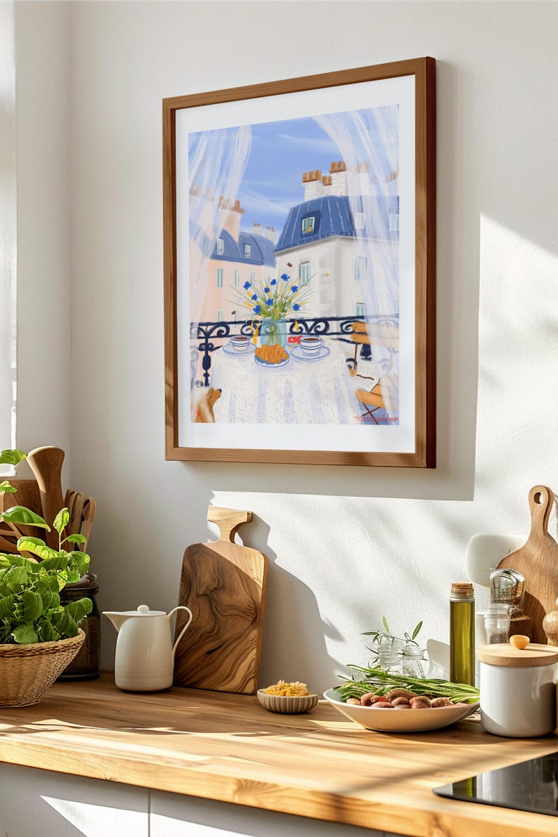 Paris themed decor-French Breakfast Art Print image 2