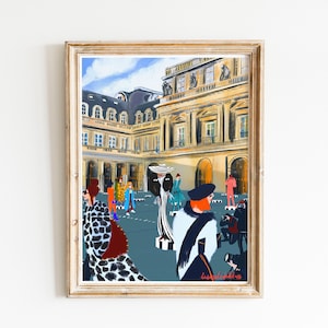 Poster della sfilata della settimana della moda di Parigi, poster di moda Place Vendome, regalo per amanti della moda, poster con illustrazioni di moda