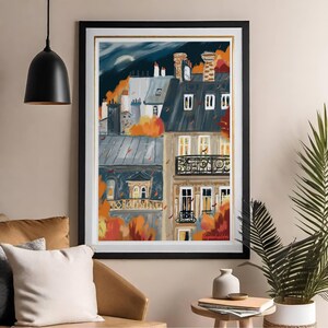 French architecture autumn poster|Paris buildings wall print| image 2