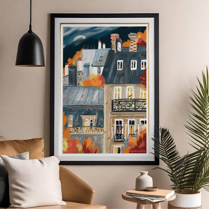 French architecture autumn poster|Paris buildings wall print| image 2