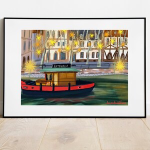 Old Strasbourg Boat Artwork/ Strasbourg France boat poster/Nautical wall art/ Strasbourg France wall decoration/ Boat print