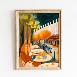 Autumn Booklover Kunstplakat |Bücher und Herbstillustrationen | Buchliebhaber Geschenk | Paris Leseratte