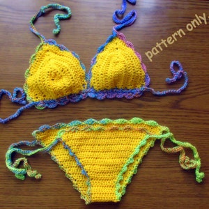 crochet PATTERN bikini top and bottom , INSTANT DOWNLOAD pdf womens bikini  pattern, four sizes