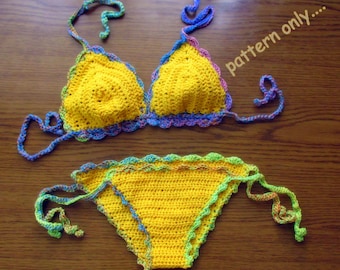 Bikini Häkelanleitung, Damengrößen A-D, S-L (PDF-Anleitung) easy diy