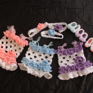 Lacy Baby Dress Crochet Pattern: Sundress, Shoes & Headband (PDF Pattern)