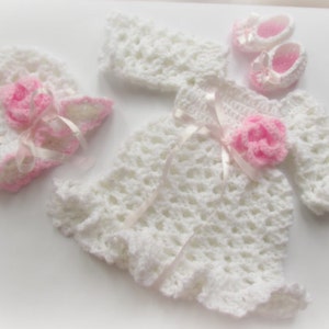 Crochet Baby Dress , Hat , Ballerina Shoes PATTERN , Crochet Pattern ...