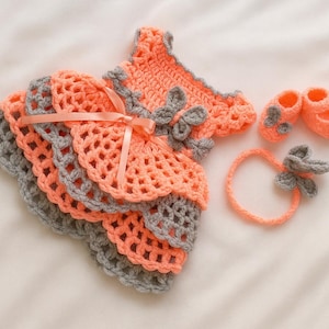 Crochet Baby Dress Pattern: Shoes & Headband (PDF Pattern) image 1