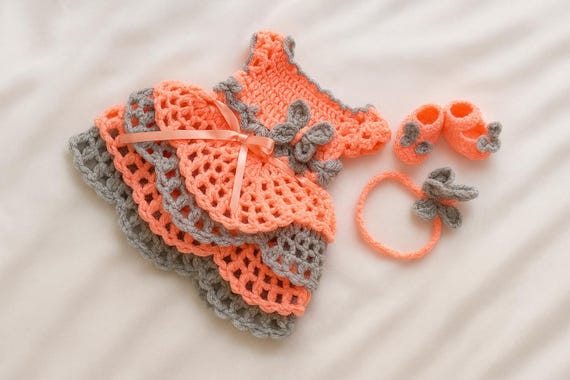 Crochet Baby Dress Pattern: Shoes & Headband (PDF Pattern)