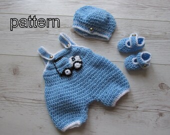 Baby pants , booties and hat PATTERN  - size 0-3 months- PDF crochet instructions, diy baby pants