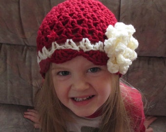 Crochet Hat Pattern, Toddler Hats , Fall Hat Pattern, Baby Hats, baby girl hat, toddler flower hat, baby flower hat
