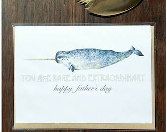 Narwhal Father&#39;s Day Card, Father&#39;s Day Card, Narwhal Card