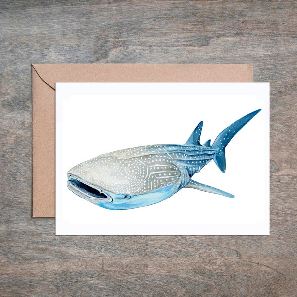 Whale Shark Blank Note Cards - Set of 4. Scientific Illustration Prints. Watercolor Print. Whale Shark Art.