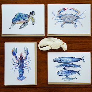 Nautical Stationery, Coastal Blank Cards - Set of 4 Cards, Nautical Art. Home Decor. Beach Art. Beach Print.