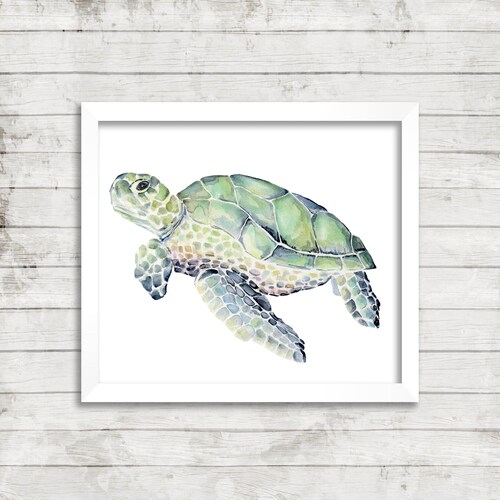 Sea Turtle Watercolor Print. Turtle Art. Turtle Illustration. - Etsy