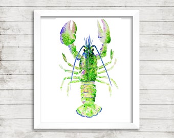 Lobster Watercolor Print. Lobster Art Print. Lobster Art. Lobster Illustration. Nautical Print. Coastal Art. Coastal Print.