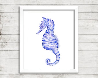 Purple Seahorse Giclée Print - Seahorse wall art. Watercolor. Nursery decor. Nautical print. Children room decor. Cute animal art