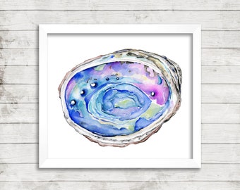 Abalone Watercolor Print. Shell Art. Watercolor Art Print. Ocean Art Print. Coastal Art. Abalone Art. Beach House Print. Beach House Art.