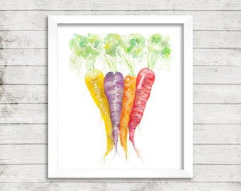 Carrot Watercolor Print. Vegetable Watercolor. Vegetable Art. Veggie Art. Kitchen Art. Housewarming Gift. Carrot Print. Carrot Art
