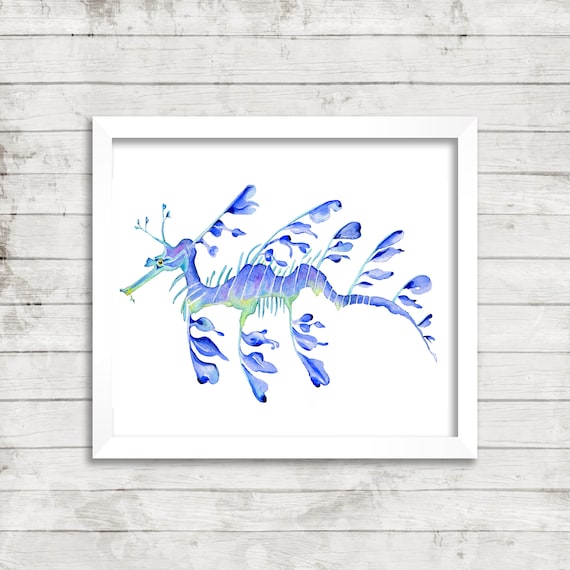 Leafy Sea Dragon Print Beach House Decor Cottage Wall Art Etsy