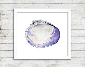 Quoddy Head Quahog Watercolor Print, Quahog Art, Quahog Decor, Shell Art, Shell Decor, Nautical Art, Nautical Print, Ocean Art