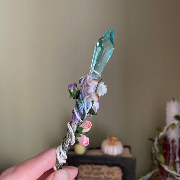 Blue Swarovski crystal wand