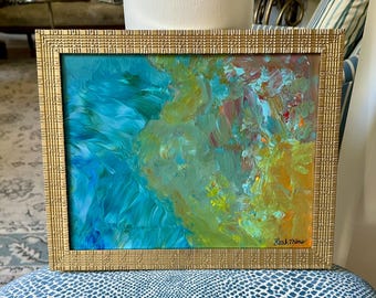 Modern Contemporary Abstract Artist Signed & Framed Painting Art Deco MCM Style