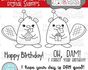 Birthday Beavers DIGITAL Stamp Set