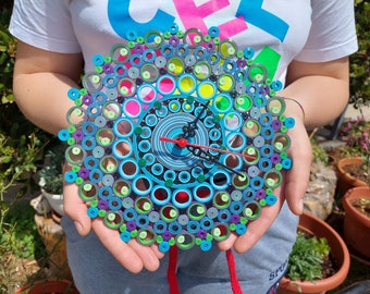 Quilled Paper Wall Clock, Blue Home Decor, Unique Paper Art Timepiece (19 inch)