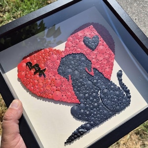 Decorazione murale di cani e gatti con carta quilled, semplici animali domestici con quilled, regalo per amanti degli animali, decorazione murale unica con animali, decorazione per inaugurazione della casa con cornice, ricordi
