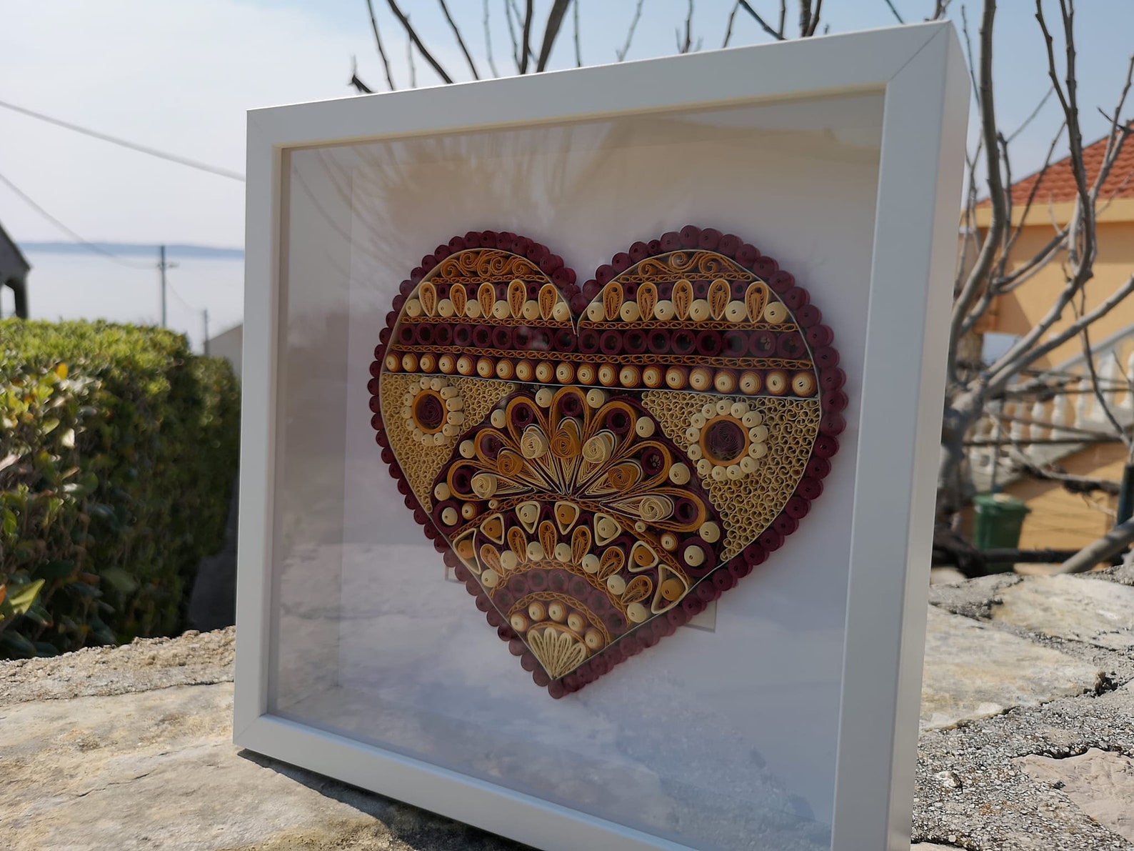 Quilled Heart Wall Ornament Paper Heart Home Decor Framed Etsy