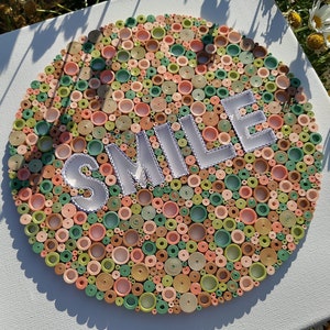 Smile Paper Canvas Art, Quilled Calligraphy Design, Quilling Wall Art for Birthday Gift, Geometric Wall Decor, Unique Handmade Art, Present
