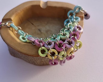 Colorful Statement Necklace Gifts for Her, Paper Beaded Necklace, Mother Day Gifr from Daughter Jewelry, Eco Friendly Gifts for Her, Pastel