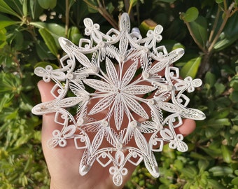 Quilled Christmas Star Ornament, Paper Christmas Star Decor, Quilling Snowflake Ornament, Christmas Home Decoration, Unique Paper Christmas