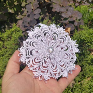 Fiocco di neve di carta quilled, fiocco di neve di Natale, ornamento di fiocco di neve di carta, arte natalizia quilled, regalo di Natale di carta, ornamento da appendere all'albero, stella