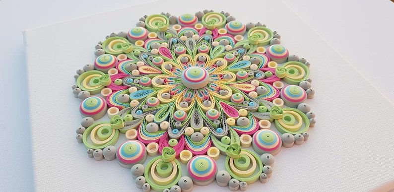 Floral Paper Mandala Quilling Ornament, Mandala Wall Art, Handmade Mandala, Blooming Flower Mandala, Mandala Home Decoration Family Gift image 2