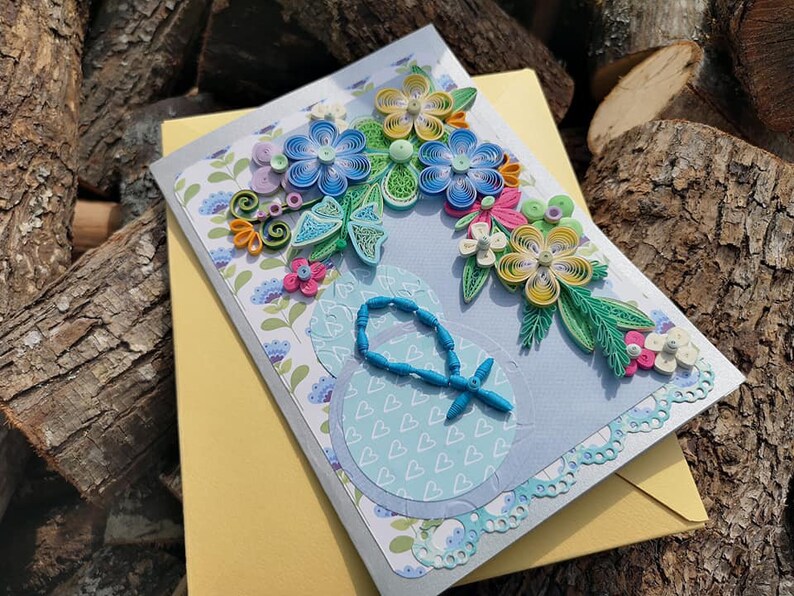 Paper Congratulations Baptism Card Quilling Religious Card Etsy