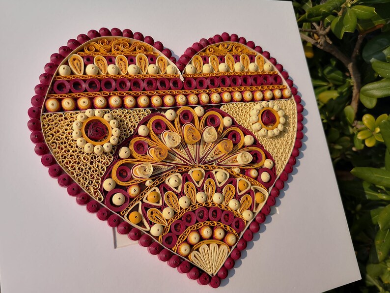 Quilled Heart Wall Ornament Paper Heart Home Decor Framed Etsy