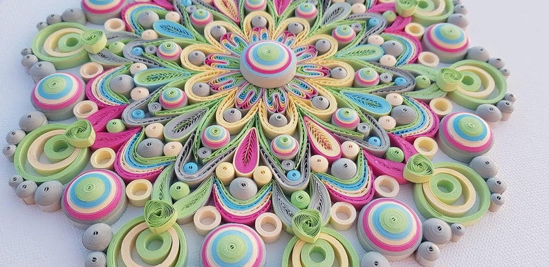 Floral Paper Mandala Quilling Ornament, Mandala Wall Art, Handmade Mandala, Blooming Flower Mandala, Mandala Home Decoration Family Gift image 6