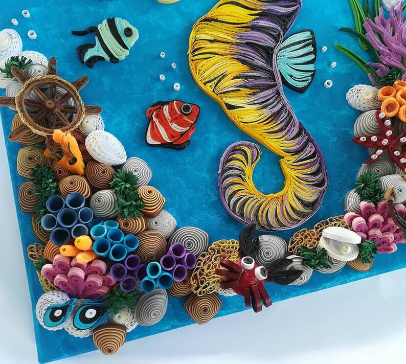 Paper Seahorse Wall Art Underwater Wall Decor Beach House Etsy