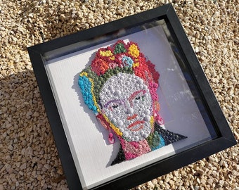 Quilling Art - Frida, Paper Framed Art, Quilled Wall Decor, Unique Floral Lady, Hanging Home Decor, Woman Paper Portrait, Paper Quilling Art